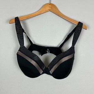 Izod Bra 40C Black Mesh Trim Underwire Lightly‎ Padded Comfort Strap Back Clasp